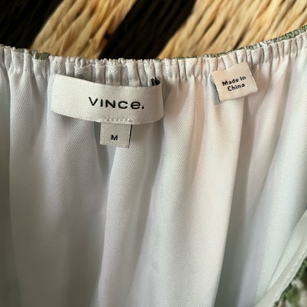 Vince Tie Dye Ruched Midi Cami Dress Green White Women’s Medium - Picture 3 of 14